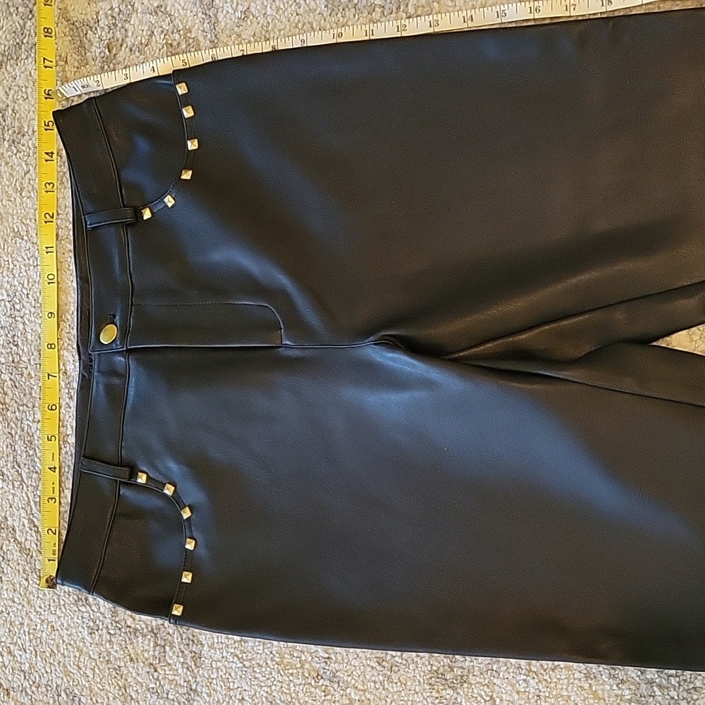Black studded faux leather pants Sz 8
